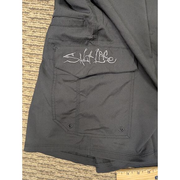 Salt Life SLX-QD Hybrid Shorts Men’s 40 Vapor Stretch Cargo Black Swim Beach - Picture 7 of 9